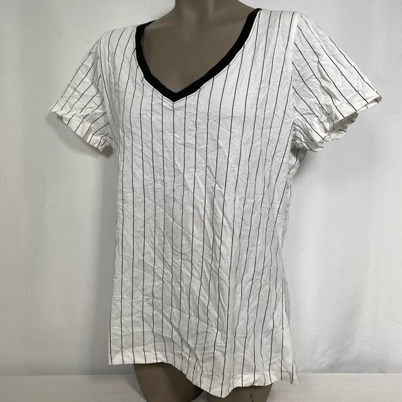 5th & Ocean New Era Black & White Baby Pinstripe Ringer Jersey Women's 2XL - Picture 4 of 10